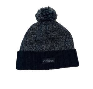 adidas Recon II Ballie Beanie - Black/Gray Marled Knit Pom Hat Fleece Lined OSFM